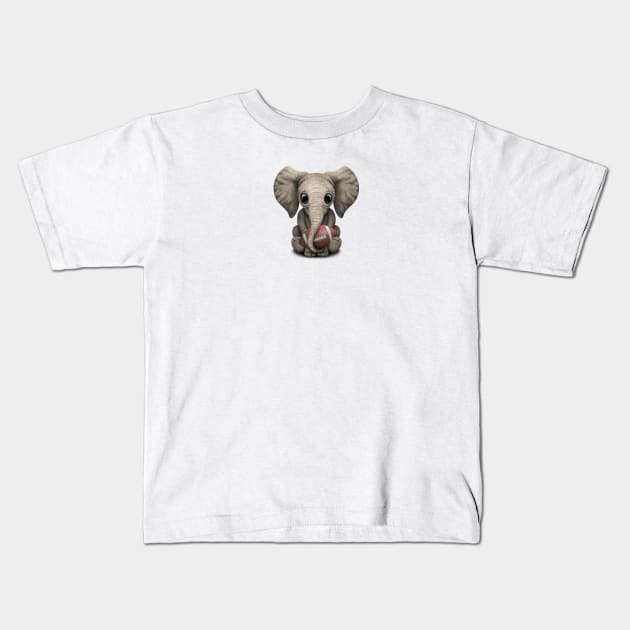 Baby Elephant Playing With Football Kids T-Shirt by jeffbartels